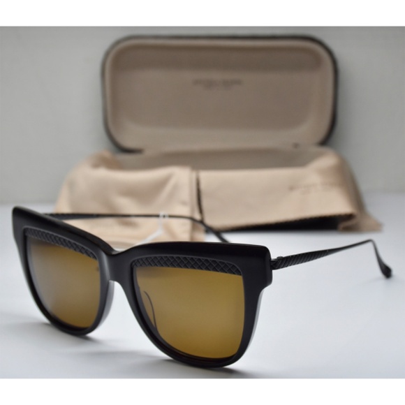 BOTTEGA VENETA NWT BV0074S 002 BLACK BROWN CAT EYE SUNGLASSES. 53mm main image 8